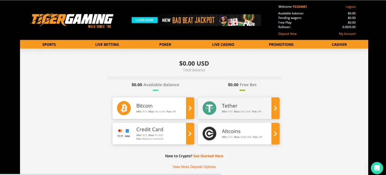 Касса Tigergaming: депозиты в Bitcoin, Tether и альткоинах с нулевой комиссией — крипта доступна без привязки к местному банку.