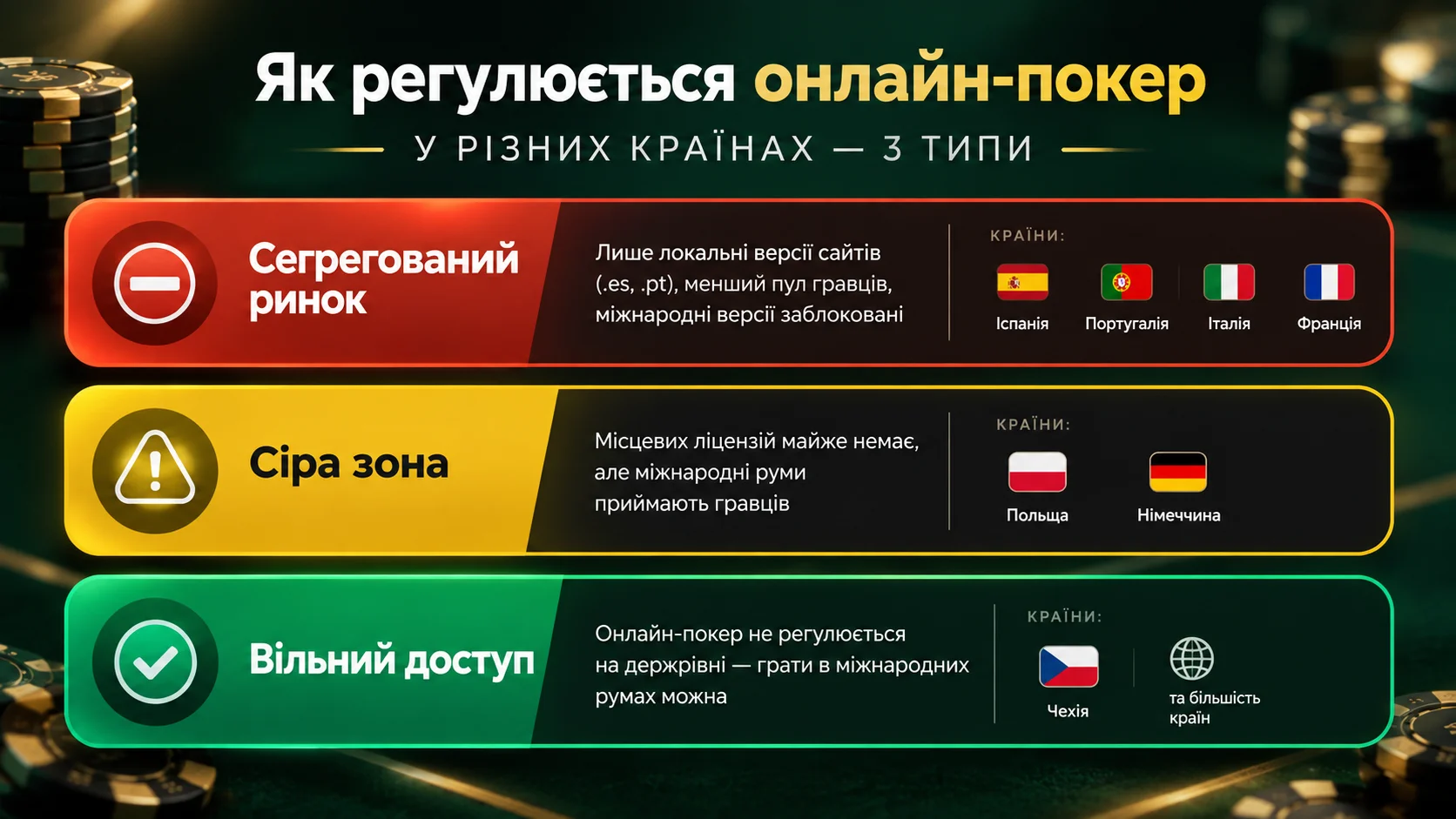 Как регулируется онлайн-покер в разных странах: от закрытых рынков до свободного доступа