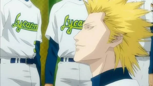 Tōa Tokuchi in Lycaon uniform: baseball where every pitch is like a bet.